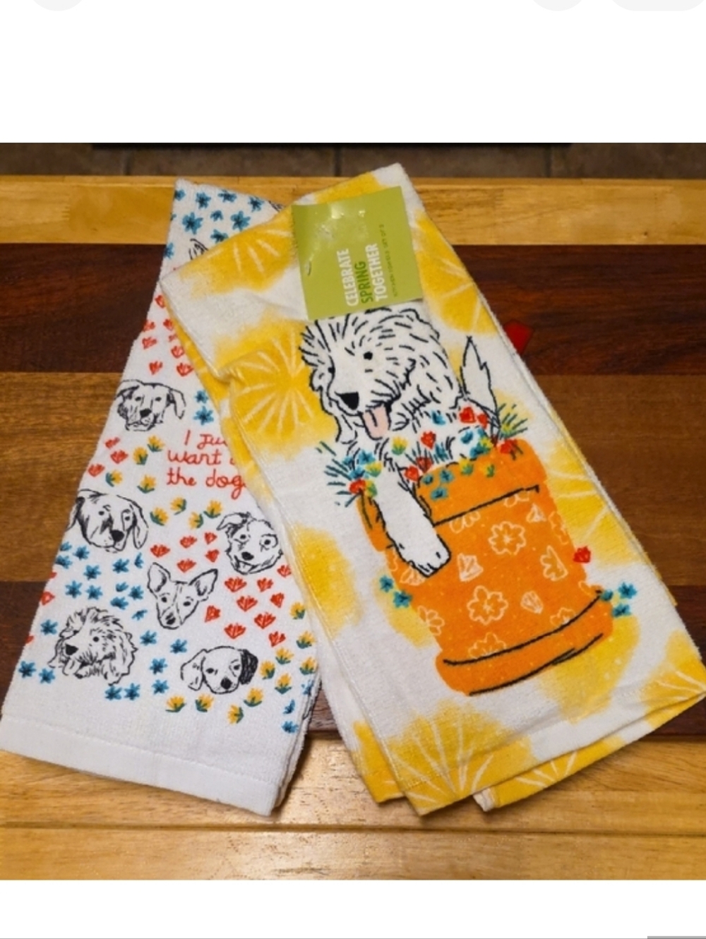Colorful Dog Print Kitchen Towels